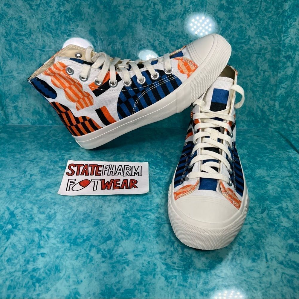 Pro Keds Hi Jessie Brown Abstract Print Men’s High Top Blue Orange Shoes